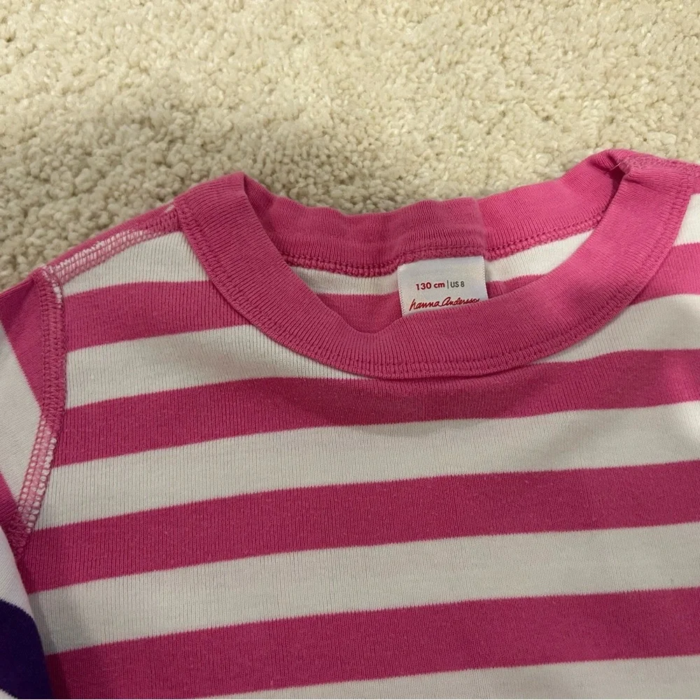 Hanna Andersson Kids Bundle of 2 Pajama Sets in Purple/White, Pink/White Size 8 - Picture 4 of 4